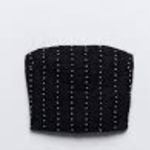 ZARA NWT BEADED STRAPLESS TOP BLACK RUCHED STRETCH BLOGGERS FAVE Photo 4