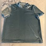 Madewell Light Teal Velvet Mockneck Elegant Chic Shirt Top size XS EUC Photo 1