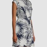 Milly $375  Women's Blue Maxwell Palm Leaf-Print Cap-Sleeve Dress Size 8 Photo 1