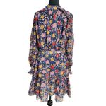 Saloni Size 2 Silk Dress Floral Long Sleeve Short Wedding Evening Cocktail Party Photo 6