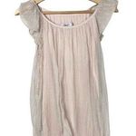 Luisa Ricci Light Pink Smocked Bottom Silk Polka Dot Short Sleeve Blouse S Photo 0