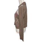 Boutique Pink/Brown Plaid Print Vneck Collar Sweater NWT Pink Size L Photo 1