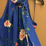 Eliza J Floral Halter High Neck Sleeveless Tiered Dress Blue Pink 8 Photo 3