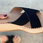 Black Criss Cross Espadrille Wedge Size 6 Photo 2