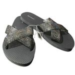 Old Navy Grey Criss Cross Sparkle Flip Flop Sandals Photo 0