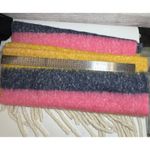 Aerie Scarf Womens Blanket Chunky Blue Yellow Pink Striped Fringe Soft 19"x92" Photo 5