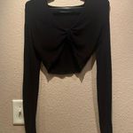 Urban Outfitters Women’s Black Twist Front Cropped Sweater Long Sleeves Size XS Photo 1