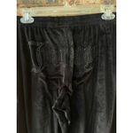 Juicy Couture Black Velour Wide Leg Pants Pull On Bling Butt Logo Size Large Y2K Photo 4