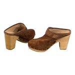Veronica Beard  Dacey Suede Wooden Heeled Mules Pecan Size 11 NEW Photo 3