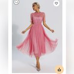 Elegant Pink Midi Dress with Star Accents Photo 6
