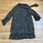 ZARA Ruffle Sleeve Pleated Shift Necktie Floral Dress Size S Photo 0