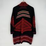 Lucky Brand  Aztec Cardigan Sweater Chenille Texture Black Red‎ Knit Boho Medium Photo 6