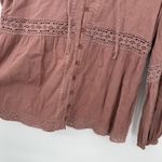 Noelle Dusty Rose Lace Boho Long Sleeve Blouse Top Size Small Cotton Pink Photo 3