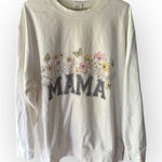 Mama Floral Graphic Faux Embroidered Sweatshirt White Size XXL Photo 0