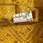 Free People Sweet Memories Sheer Gold / Yellow Lace Turtleneck Boho Shirt Small Photo 4