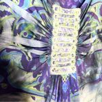 One World Purple & Green Flared Sleeveless Embellished Blouse Top Size XL Photo 4