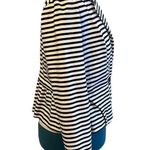 Elle Black and White Striped Cropped Peplum Blazer Photo 1