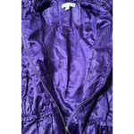 Laura Ashley  Retro Purple Snake Embossed Metallic 80’s Ruffle Jacket Lined Sz L Photo 7