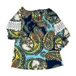 Win Win Womens Small Medium Multicolor Paisley Boho Pinwheel Sleeve Tunic Top Photo 1