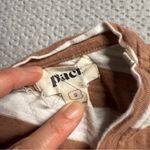 Pact  Striped White & Taupe Short Sleeve 100% Organic Cotton Twist Back Dress S Photo 3