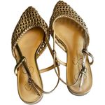Jessica Simpson Gold Woven Women's Low Heel Ankle Strap Sandals Sz 7.5 Photo 0