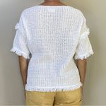 Lou & grey open knit fringe hem sleeve short sleeve top Sz Small Photo 4