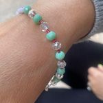 HOLA Letter Beaded Bracelet Mint Green, Clear & Metallic Pink Beads Photo 2