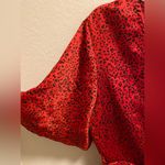 Bishop and Young  Satin Front Twist Karlie Top Red Cheetah Print Photo 4