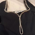 Self Portrait Knit Diamante Top S Black Photo 8