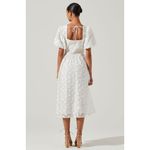 Astr The Label Sandy Polka Dot Puff‎ Sleeve Midi Dress Sz S Wedding White Photo 1