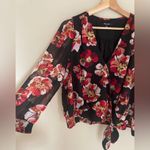 Madewell  Black and Red Floral Wrap Blouse Photo 1