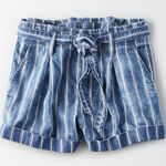 American Eagle Outfitters Vertical Striped Paper Bag Denim Shorts Photo 0