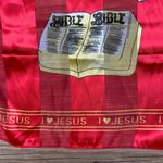 "1 ❤️ LOVE JESUS” Polyester Sheer Stripe Scarf Gold Red White Bible 55” Photo 2
