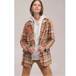 Free People  Wool Mari Tartan Plaid Blazer Winter Wheat XL Dark Academia Preppy Photo 2