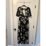 Socialite Floral Print Romper Maxi Dress Plunge V-Neck Black White L Photo 1
