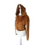 SKIMS Brown Velour Cropped Zip Hoodie Y2K Cozy Lounge Jacket Small Photo 3
