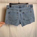 H&M Blue Jean Shorts with Frayed Hem and Mid-Thigh Length Photo 4