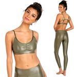 Koral Sports Bra Women Small Olive Green Element Shimmer Strappy Yoga Athletic Photo 1