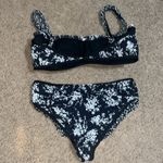 Michael Kors  Collection Ruffle Floral Two-Piece Bikini Swimsuit‎ Black White 12 Photo 3