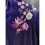 Colleen Lopez Velvet Embroidered Blazer Jacket Womens 1X Navy Blue Floral Photo 2