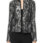 Womens Black Open Blazer Jacket Lace Peplum Reversible Elegant Chic Size S/M Photo 0