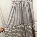 Boho Taupe & White Stripes Smocked Tiered Maxi Dress Photo 2