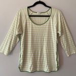 Lake Green Yellow Stripe 3/4 Sleeve 100% Pima Cotton Pajama Shirt Women's Large Photo 0