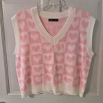 SheIn Pink & White Heart Checkered Sweater Vest Photo 4