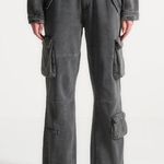 Maniere De Voir  - Mid Rise Cargo Pants in Washed Gray Photo 5