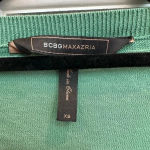 BCBGMAXAZRIA Vintage  Y2K Light Amazon Green Silk Babydoll Knit Blouse Size XS Photo 5