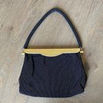 Vintage Black Beaded Gold Metal Top Closure Purse Photo 0