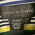 Live a Little Button Up Neon Navy Green Aqua Striped Pocket Jacket Womens Small Photo 11
