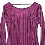 Forever 21  Mini Dress Womens M Burgundy Velvet Ribbed Long Sleeve Open Back Glam Photo 2