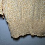 Abercrombie & Fitch Womens Yellow Floral Smocked Cropped Blouse Top Size M boho Photo 2
